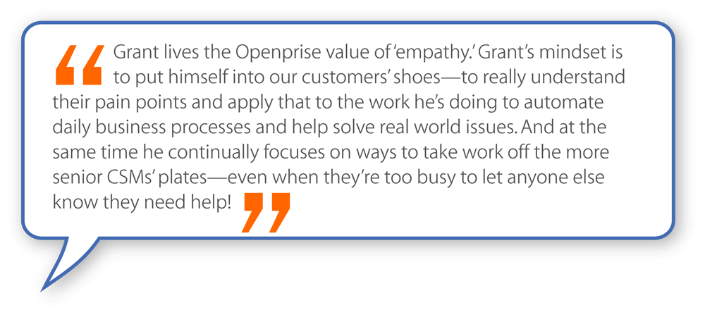 quote about Grant Saechao, customer success associate